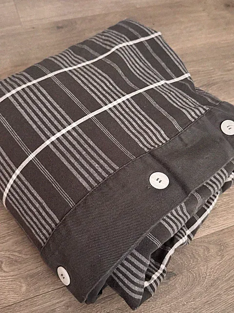 Classic Black Plaid King Duvet Cover 100% Cotton Windowpane Nautica Ventana