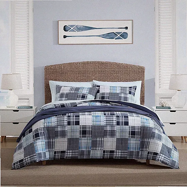 Mason Blue King Comforter Set - Soft Cotton with Matching Shams