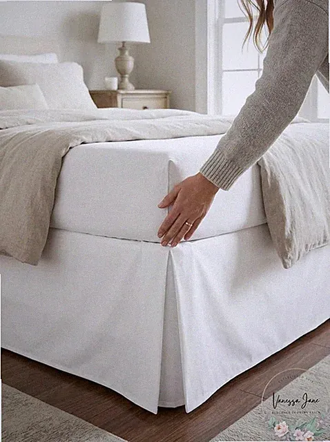 Nautica 15 in. Solid Cotton White Queen Drop Bedskirt