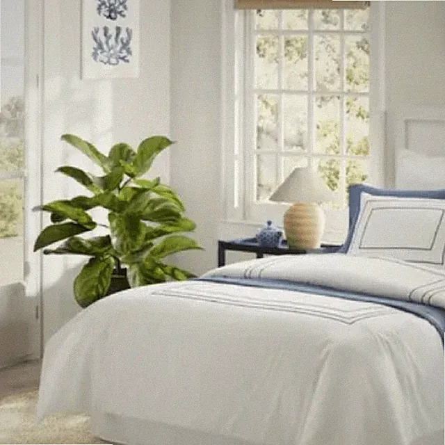 Nautica Alden Embroidered White Duvet Cover Set - Twin, Navy, NWT, open box