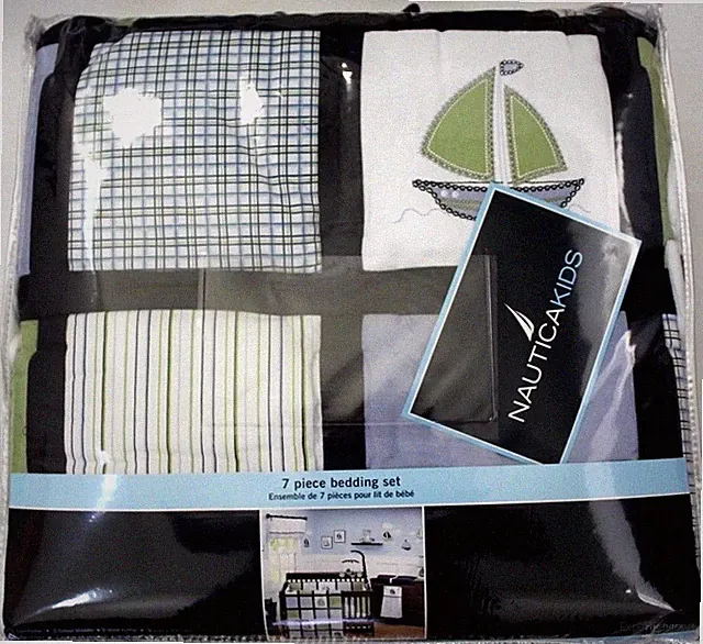 Nautica Baby Zachary 7-Piece Patchwork Sailboat Crib Bedding Set Comforter NWT
