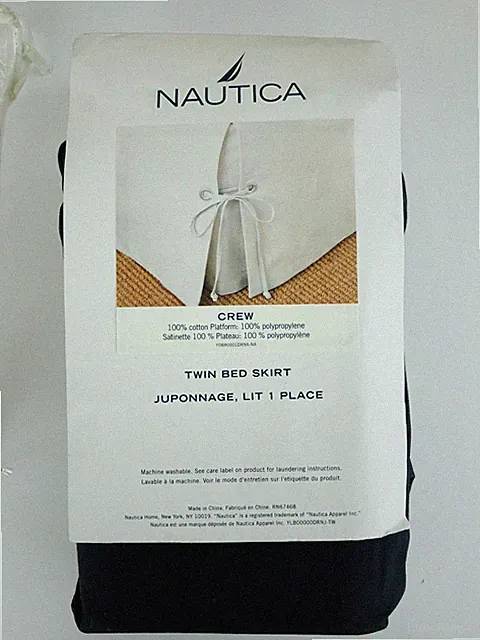 Nautica Bedskirt BLACK TWILL twin ~ Grommets with ties corners ~ NOS in pouch
