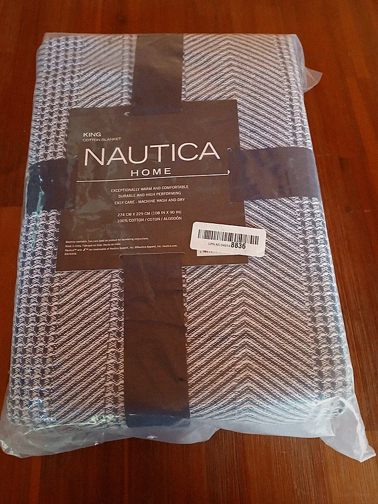 Nautica Blanket Soft Cotton Bedding, Medium Weight for All Seasons King, Navy A5