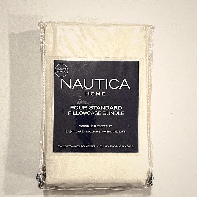 Nautica Four Standard Pillowcase Bundle Cream White 20 IN X 30 IN