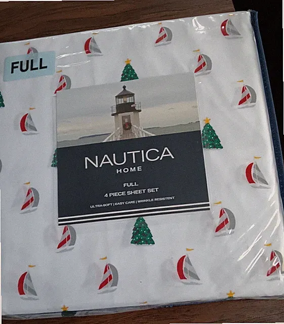 NAUTICA HOME FULL SZ SHEET SET ULTRA SOFT WRINKLE RESISTANT XMAS TREES SAILBOATS