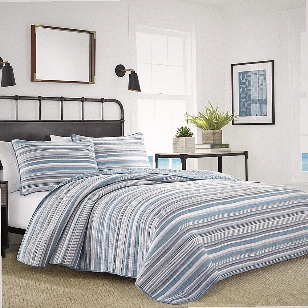 Nautica Jettison King Bedding Set 100 Cotton Lightweight Quilt and Shams