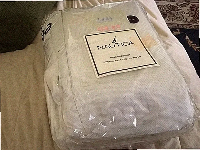 NAUTICA Navy Blue Cotton King Size Bedskirt NEW