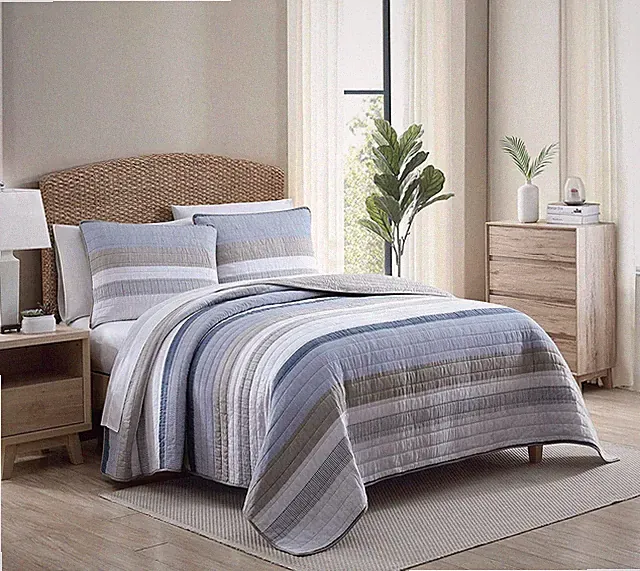 Nautica - Queen Quilt Set, Cotton Reversible Queen, Galewood Blue/Khaki/White