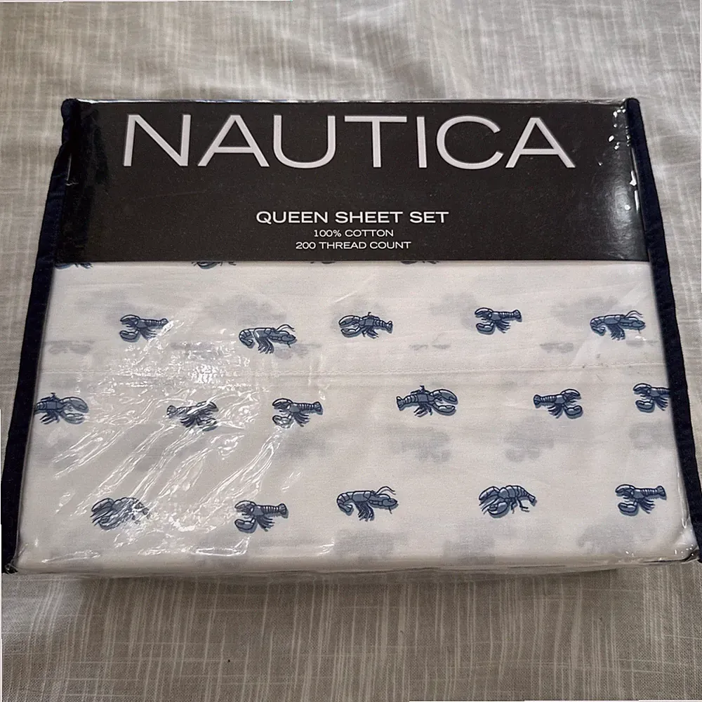 Nautica - Queen Sheets, Cotton Percale Bedding Set, Crisp & Cool, Coastal Hom...