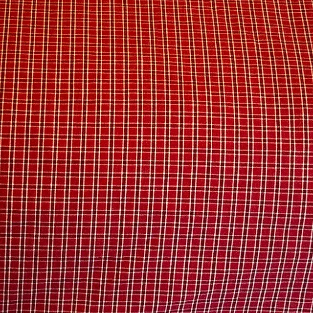 Nautica Queen Size Tattersal Red White Plaid 100% Cotton Bed Skirt 15" Drop