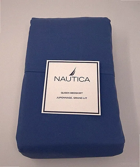 Nautica Rigger BLUE BED SKIRT QUEEN Soft Brushed Fabric NEW