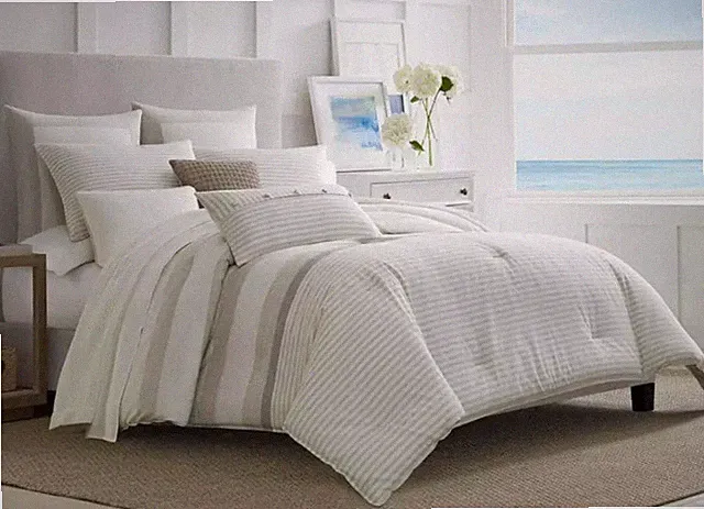 Nautica Saybrook Cotton Reversible 2-Piece Duvet Cover Set, Twin - Beige