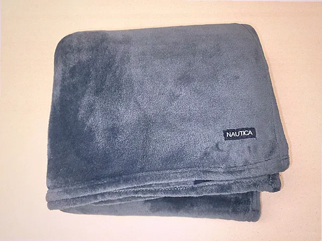 Nautica Solid Ultra Soft Plush Fleece Full/Queen Blanket Captains Blue