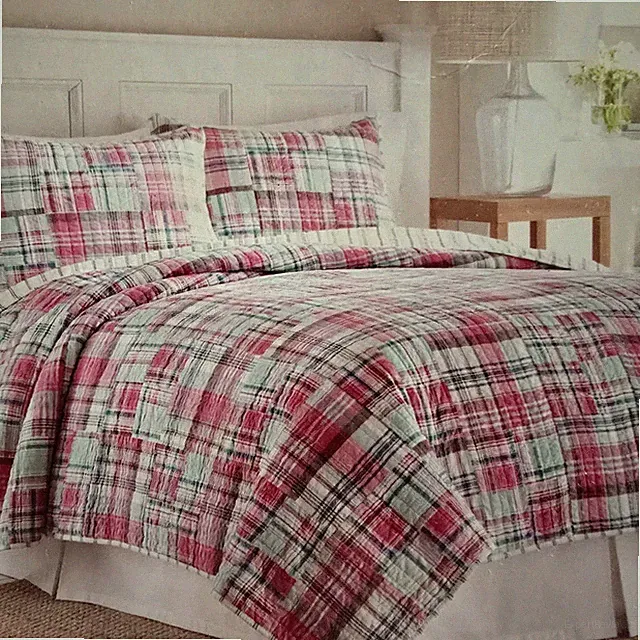 Nautica Sutter Creek Pink Turquoise Patchwork Full Queen Quilt & Sham Set NEW