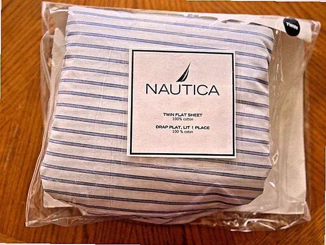 Nautica Twin Flat Sheet Board Room Nautical Stripe Blue White NEW 100% Cotton