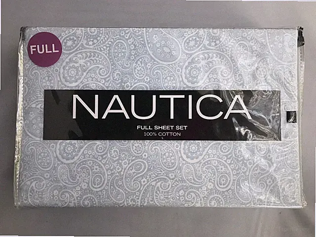 New Nautica 4 Piece Printed Full Sheet Set 2 Pillow Cases Flat Sheet Fit Sheet