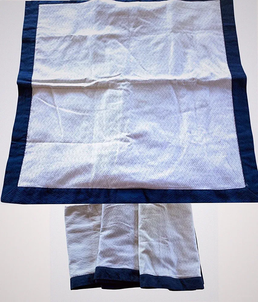 Set of 3 Nautica Euro Pillow Shams White Navy Cotton
